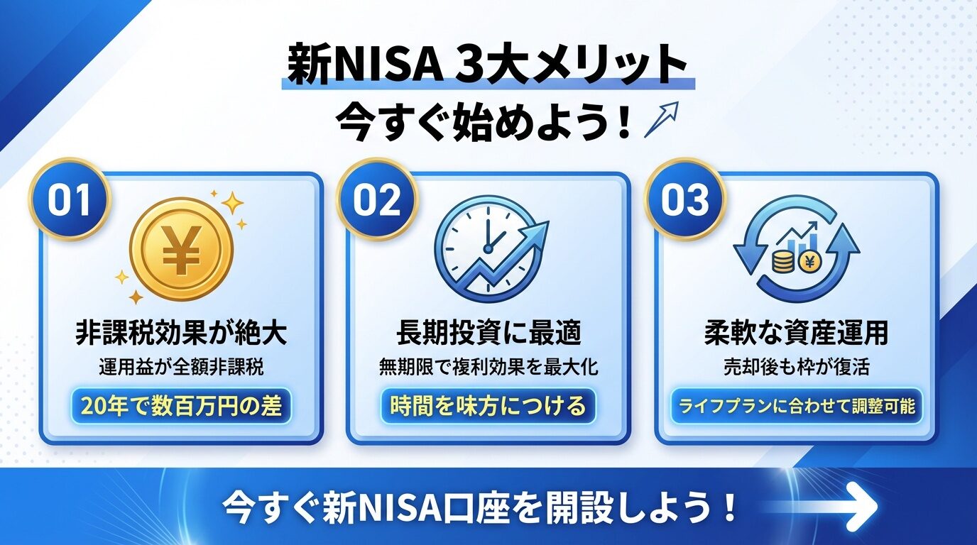 新NISAの3大メリット|今すぐ始めよう