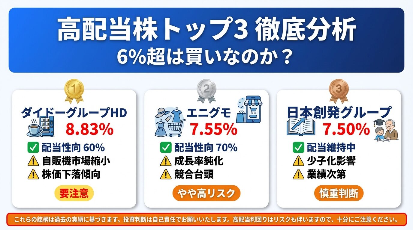 高配当株トップ3|徹底分析 6%超えは買いなのか?